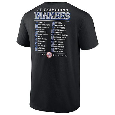 Men's Fanatics New York Yankees MLB 2024 American League Champions Post Season Roster T-Shirt