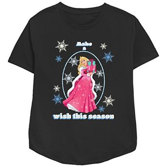 Disney Princess Sleeping Beauty Aurora Make A Wish This Season Women's Relaxed Fit Graphic Tee