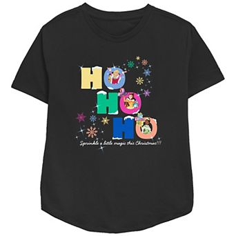 Disney Princess Aurora, Belle & Tiana Sprinkle A Little Magic This Christmas Women's Relaxed Fit Graphic Tee