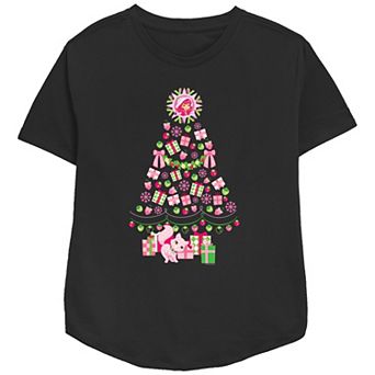 Women's Strawberry Shortcake Berry Christmas Tree Relaxed Fit Graphic Tee