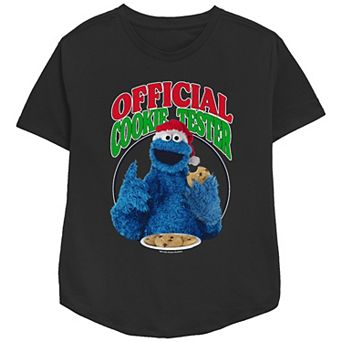 Women's PBS Kids Sesame Street Cookie Monster Official Christmas Cookie Tester Relaxed Fit Graphic Tee