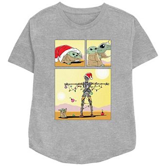 Women's Star Wars The Mandalorian The Child Christmas Robot Relaxed Fit Graphic Tee