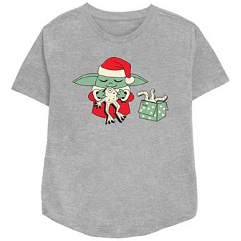 Women's Star Wars The Mandalorian Grogu Froggy Present Relaxed Fit Graphic Tee