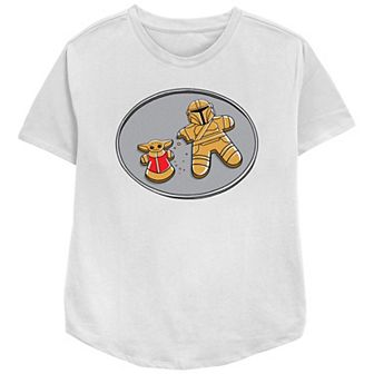 Women's Star Wars The Mandalorian Grogu Gingerbread Cookies Relaxed Fit Graphic Tee