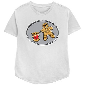 Women's Star Wars The Mandalorian Grogu Gingerbread Cookies Relaxed Fit Graphic Tee