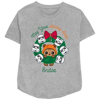 Women's Star Wars May Your Holiday Spirit Endor Relaxed Fit Graphic Tee