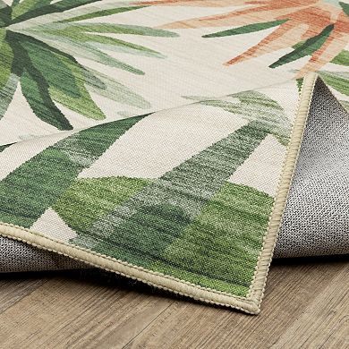 StyleHaven Fernanda Tropical Botanical Beige & Green Indoor/Outdoor Washable Area Rug