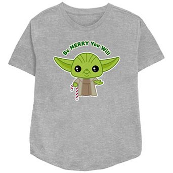 Women's Star Wars Yoda Be Merry You Will Relaxed Fit Graphic Tee