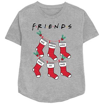 Women's Friends Christmas Stockings Relaxed Fit Graphic Tee