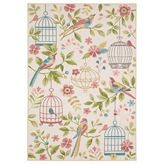 StyleHaven Fernanda Botanical Bird Cages Beige & Multi Indoor/Outdoor Washable Area Rug