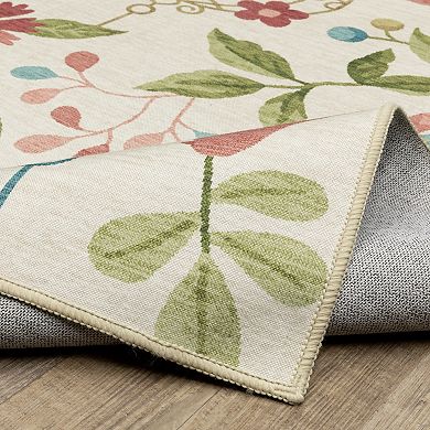 StyleHaven Fernanda Botanical Bird Cages Beige & Multi Indoor/Outdoor Washable Area Rug
