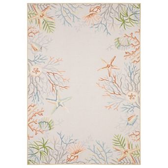 StyleHaven Fernanda Coastal Coral Beige & Multi Indoor/Outdoor Washable Area Rug