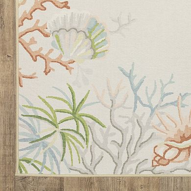 StyleHaven Fernanda Coastal Coral Beige & Multi Indoor/Outdoor Washable Area Rug