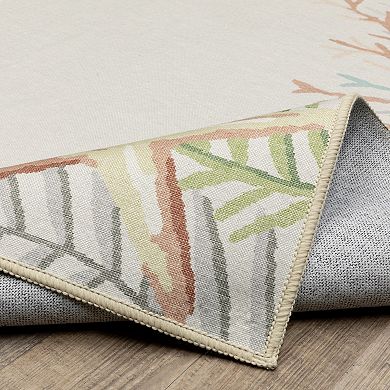 StyleHaven Fernanda Coastal Coral Beige & Multi Indoor/Outdoor Washable Area Rug