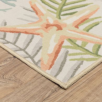 StyleHaven Fernanda Coastal Coral Beige & Multi Indoor/Outdoor Washable Area Rug