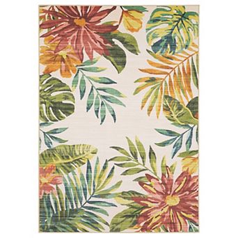 StyleHaven Fernanda Tropical Floral Beige & Multi Indoor/Outdoor Washable Area Rug