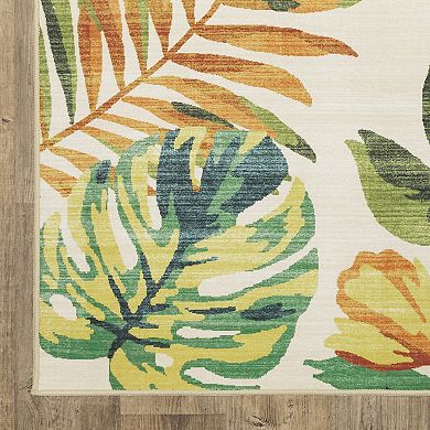 StyleHaven Fernanda Tropical Floral Beige & Multi Indoor/Outdoor Washable Area Rug