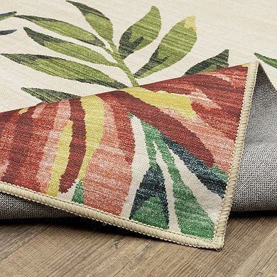 StyleHaven Fernanda Tropical Floral Beige & Multi Indoor/Outdoor Washable Area Rug