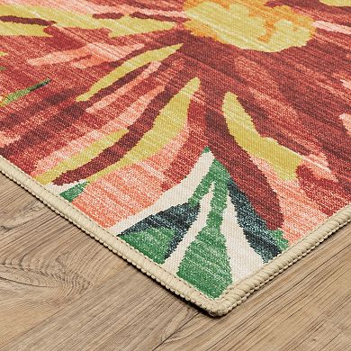 StyleHaven Fernanda Tropical Floral Beige & Multi Indoor/Outdoor Washable Area Rug