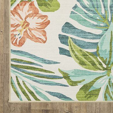 StyleHaven Fernanda Tropical Flamingo Beige & Multi Indoor/Outdoor Washable Area Rug