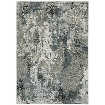 StyleHaven Griffin Modern Distressed Abstract Ivory & Blue Area Rug