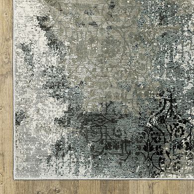 StyleHaven Griffin Modern Distressed Abstract Ivory & Blue Area Rug
