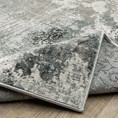 StyleHaven Griffin Modern Distressed Abstract Ivory & Blue Area Rug