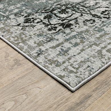StyleHaven Griffin Modern Distressed Abstract Ivory & Blue Area Rug