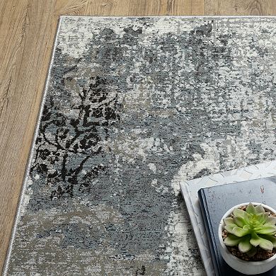 StyleHaven Griffin Modern Distressed Abstract Ivory & Blue Area Rug