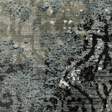StyleHaven Griffin Modern Distressed Abstract Ivory & Blue Area Rug