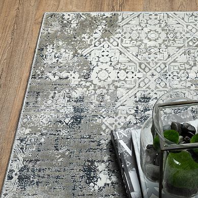 StyleHaven Griffin Distressed Traditional Ivory & Gray Area Rug