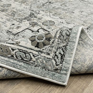 StyleHaven Griffin Distressed Traditional Gray & Blue Area Rug