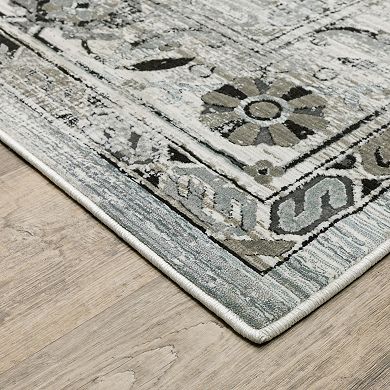 StyleHaven Griffin Distressed Traditional Gray & Blue Area Rug