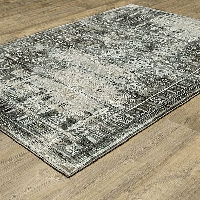 StyleHaven Griffin Distressed Traditional Charcoal & Gray Vintage Area Rug