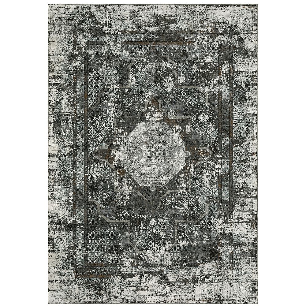 StyleHaven Griffin Distressed Traditional Charcoal & Gray Faded Design ...