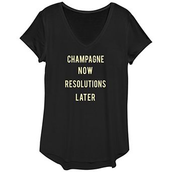 Women's Champagne Now Resolutions Later Graphic Tee