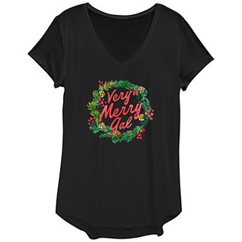 Women's Very Merry Gal Christmas Wreath Graphic Tee