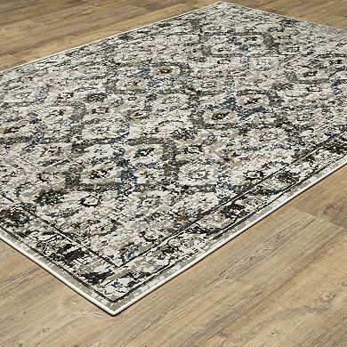 StyleHaven Griffin Distressed Traditional Charcoal & Gray Classic Pattern Area Rug