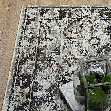 StyleHaven Griffin Distressed Traditional Charcoal & Gray Classic Pattern Area Rug