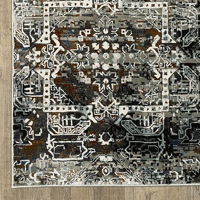 StyleHaven Griffin Distressed Traditional Charcoal / Multi Area Rug