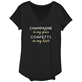 Women's Champagne In My Glass Confetti In My Hair Graphic Tee