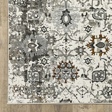 StyleHaven Griffin Distressed Traditional Ivory & Multi Area Rug