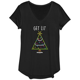 Women's Lite-Brite Get Lit Christmas Tree Graphic Tee