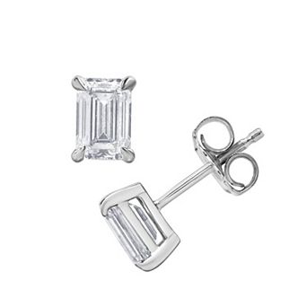 Diamond Brilliance 14k White Gold 2 Carat T.W. Lab-Grown Diamond Emerald-Cut Stud Earrings