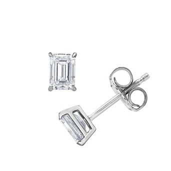 Diamond Brilliance 14k White Gold 1 Carat T.W. Lab-Grown Diamond Emerald Cut Stud Earrings