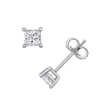 Diamond Brilliance 14k White Gold 1/2 Carat T.W. Lab-Grown Diamond Princess Cut Stud Earrings