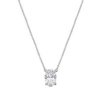 Diamond Brilliance 14k White Gold 3/4 Carat T.W. Lab-Grown Diamond Oval Solitaire Necklace