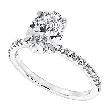 Diamond Brilliance 14k White Gold 2 1/5 Carat T.W. Lab-Grown Diamond Oval Engagement Ring