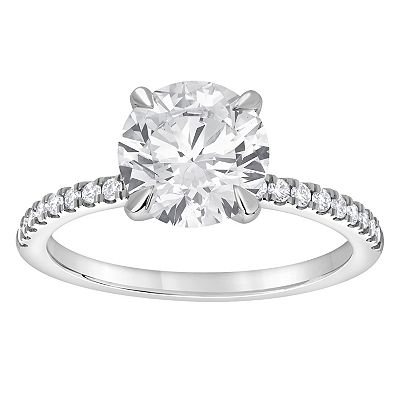 Diamond Brilliance 14k White Gold 2 1 5 Carat T.W. Lab Grown Diamond Round Engagement Ring