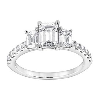 Diamond Brilliance 14k White Gold 2 Carat T.W. Lab-Grown Diamond Triple Emerald Cut Enagement Ring